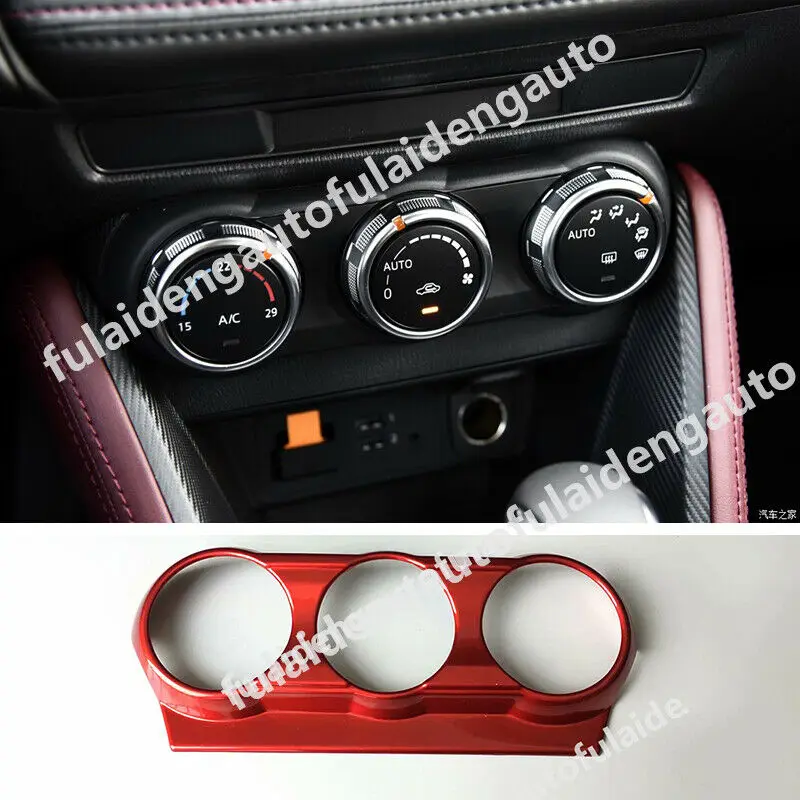 

Fits For Mazda CX3 CX-3 2016-2021 ABS Red Car Air-condition Adjustment Frame cover trim Moulding Car Accessories 1PCS