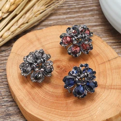 Morkopela Flower Crystal Hair Claw Fashion Rhinestone Small Hair Clip Accessories Women Banquet Party Hair Jewelry Gift