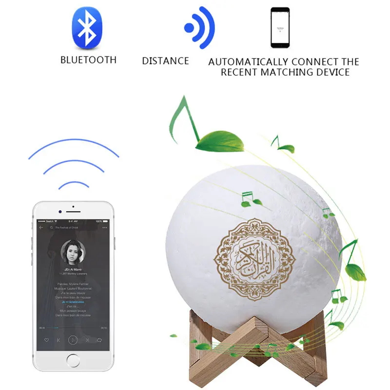 Islam Bluetooth Lautsprecher Quran Drahtlose Muslimischen 3D Mond Touch Nacht Licht Quran Lautsprecher Mit Licht Koran Lampe