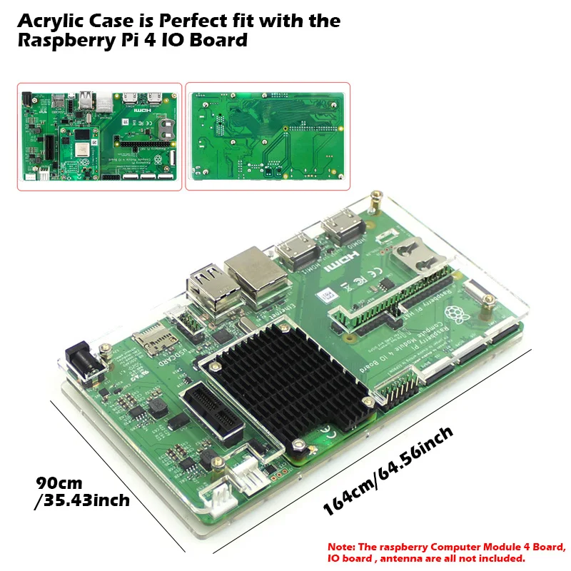 Raspberry Pi CM4 Computer Module 4 Heatsink with Case Kit, Raspberry Pi 4 IO Board Case with Heat Sink Tapes Notched for Antenna