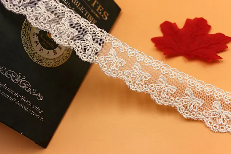 1 Yd Cotton Embroidery Lace Butterfly White And Black Soft Tulle Lace Sewing Apparel Trims 3.5CM