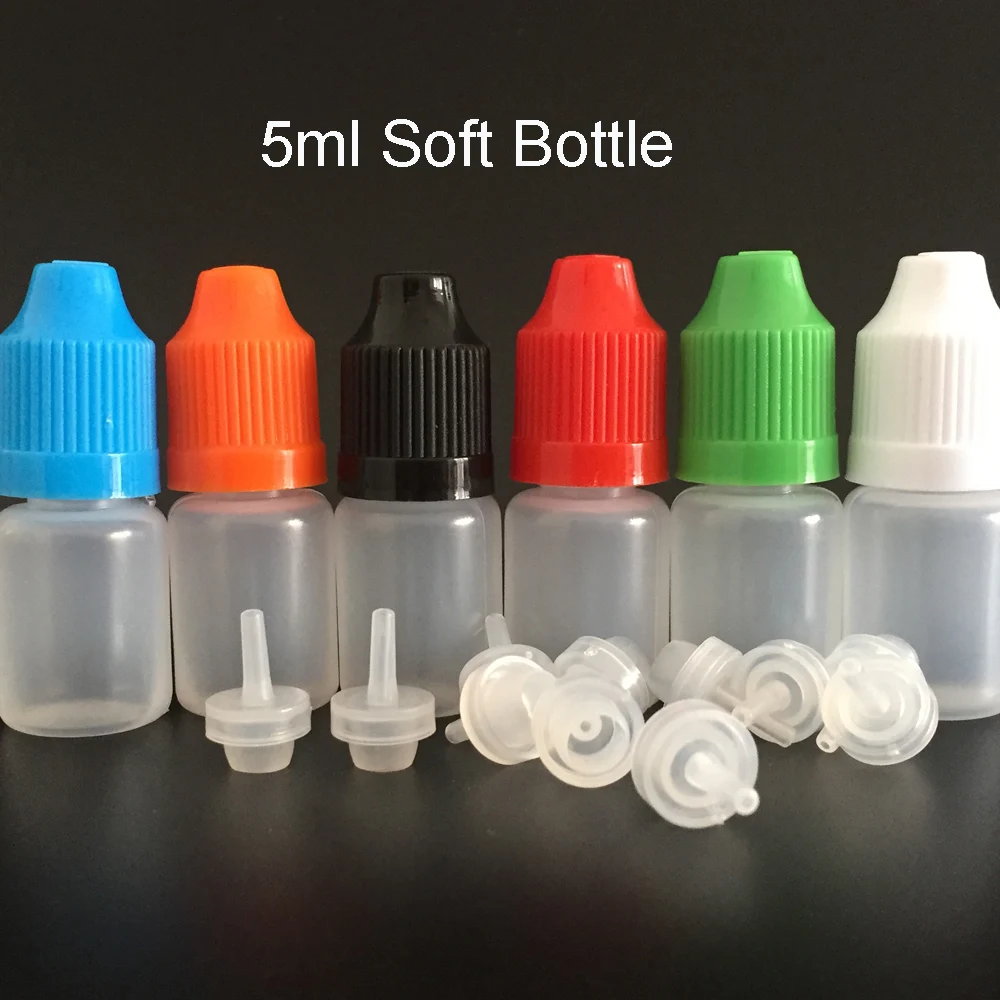 50pcs 5ml 10ml 15ml 20ml 30ml 50ml 60ml 100ml 120ml PE Plastic Dropper Bottle With Childproof Cap For E Liquid Nail Gel+Funnel