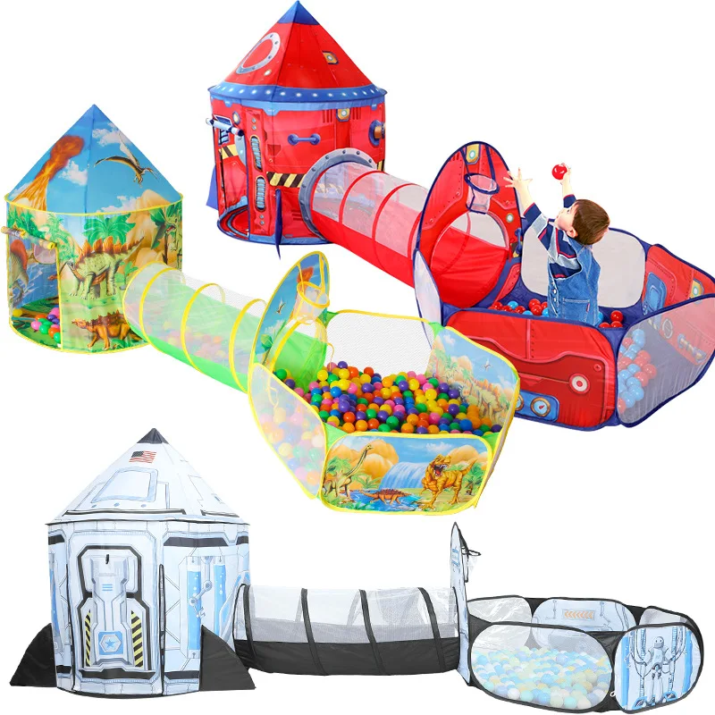 3 In 1 tunnel per bambini navicella spaziale tenda casa giochi giocattoli pieghevoli bambini striscianti piscina portatile oceano piccole case regali