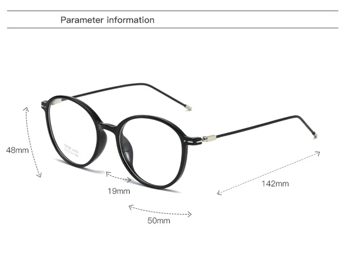 Dünnes Bein klarer Spiegel verschreibung pflicht ige Brille Frauen ultraleichte tr90 Student ovale Myopie Linse optische Brille 0-148-1/8 bis-4 – Detail 4