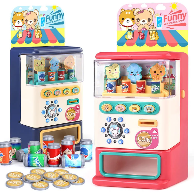 Kids Simulated Vending Machine Puzzle Drinks Beverage Vending Machine Toy Pretend Beverage Mini Puzzle Game Toys Gifts