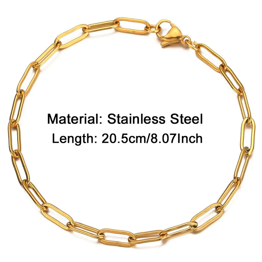 Stainless Steel Paperclip Chain Toggle Bracelet for Women Hip Hop Bracelet Jewelry Gifts