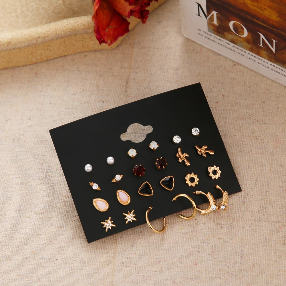 DAXI Boho Gold Color Pearl Stud Earrings For Women Trendy Bohemian Vintage Earring Korean Tassel Studs Earings Jewelry 2020 set