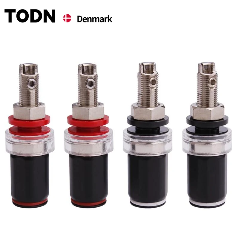 4 stuks zwart en rood gratis lassen koperen luidsprekerversterkerterminal voor 4 mm bananenstekker