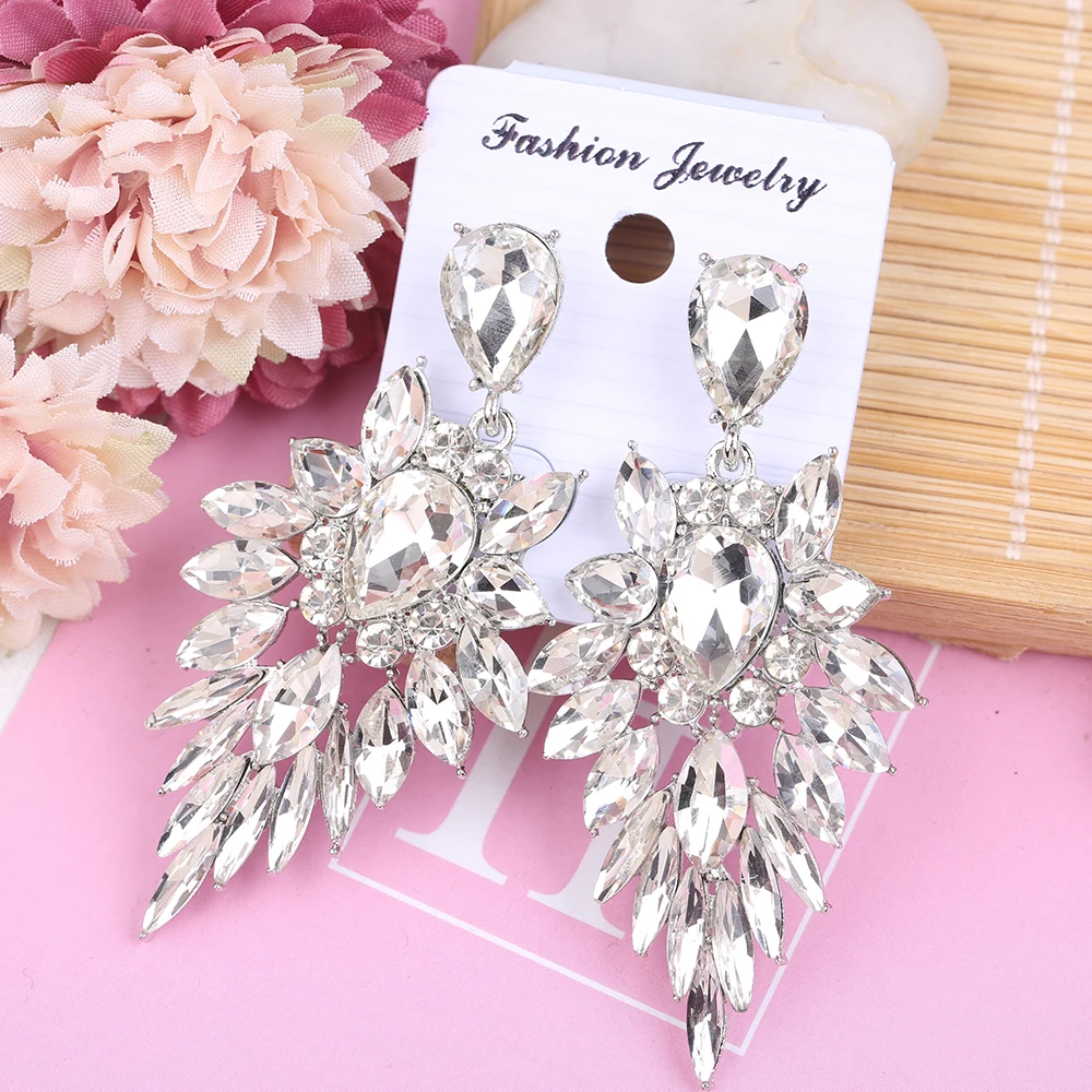 VEYO Elegant Dress Matching Crystal Dangle Earrings for Women Luxurious Fashion Jewelry