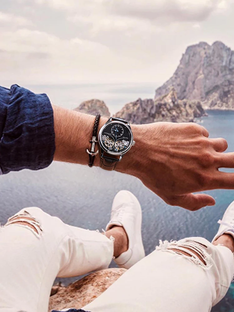 2022 New AILANG Brand Men Automatic mechanical Watches Top Leatehr Waterproof Steampunk Watches Mens Skeleton Clock Rome Relogio