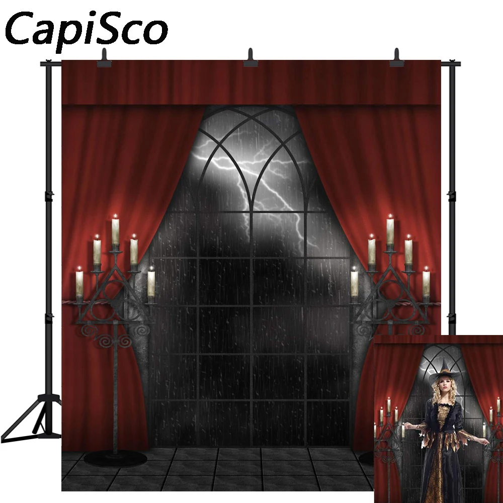 Capisco Photographic Background Thunder Candle Halloween Haunted House Photo Backdrops For Sale Photography High Quality