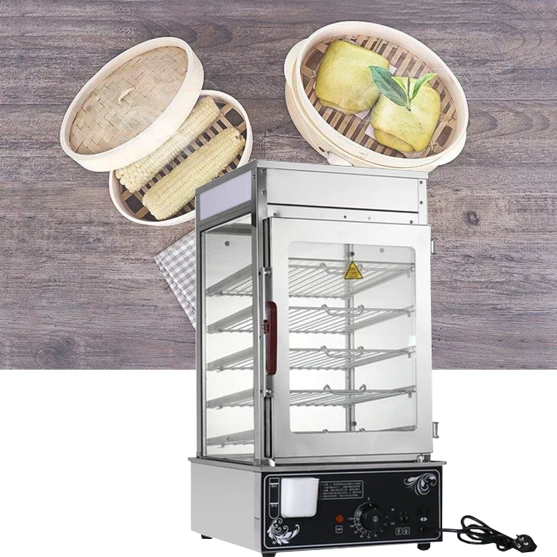 Food Display Warmers Cabinets 5 Layers Glass Display Case Bread Steamer Warming Showcase Machine