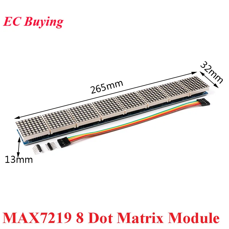 MAX7219 Display Module 8*8 Dot Matrix LED 8 in one Red Common Cathode Digital Tube Control Module With Cable For Arduino