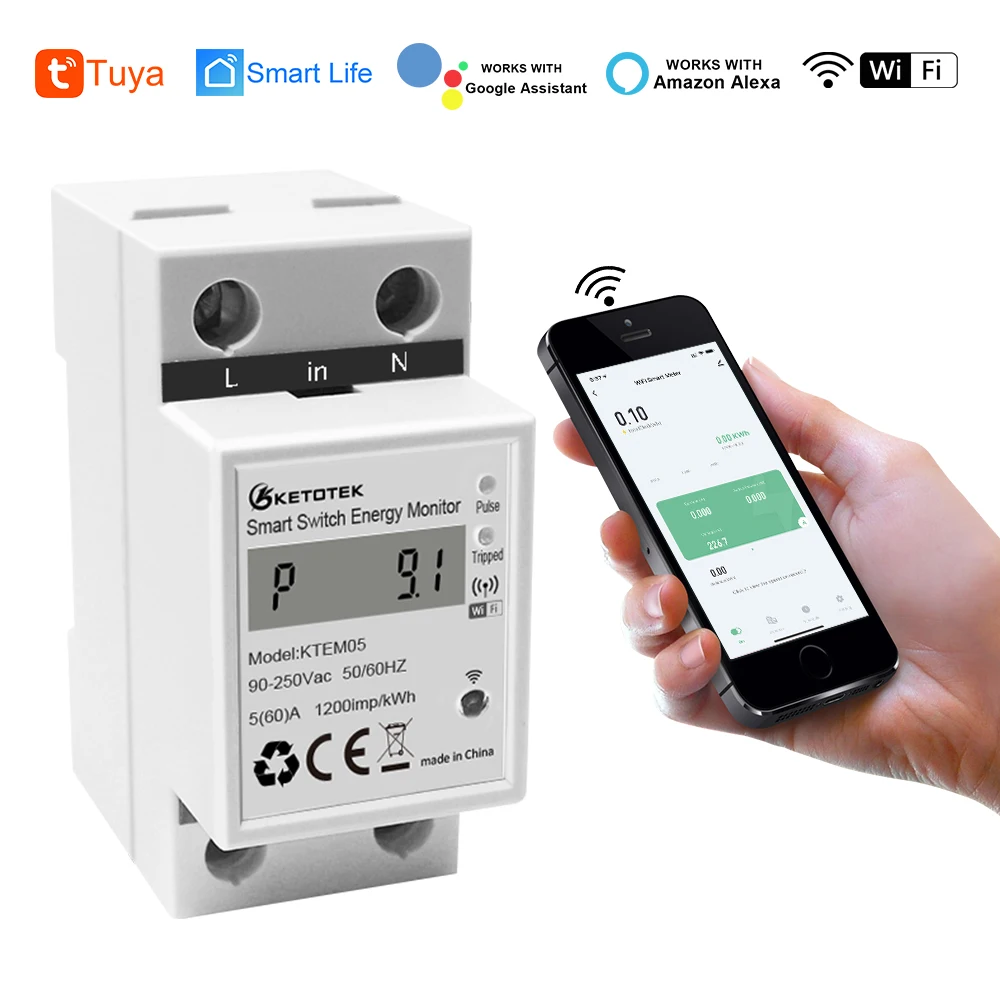 Szyna Din WIFI Tuya inteligentny miernik energii KWH 220V woltomierz amperomierz inteligentne życie Wattmeter przełącznik zdalny Monitor sterowania