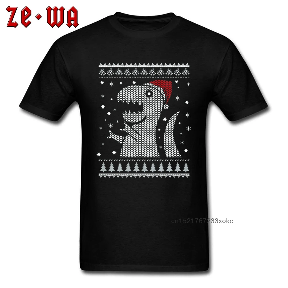 Male T Shirt Christmas Dino Ugly Sweater Slim Fit Tshirt Men 100% Cotton Xmas Gift Tees Summer T-Shirt Short Sleeve Funny Tops