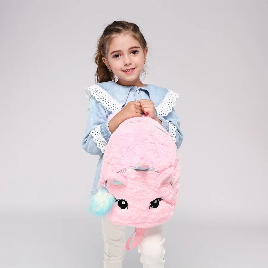 Cute Cartoon Unicorn Kids School Bags for Girls Soft Plush Children School Backpack for Kindergarten Baby Travel Snacks Toys Bag