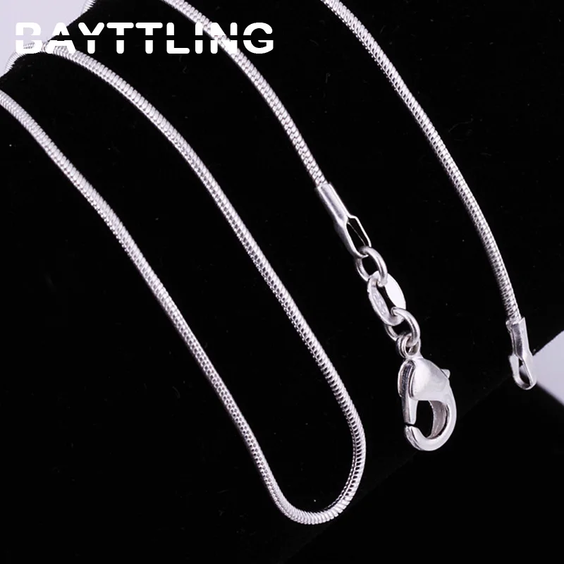 BAYTTLING-collar de plata de ley 925 para mujer, cadena de serpiente de 1MM, 3MM, 16/18/20/22/24/26/28/30 pulgadas, regalo de joyería de boda