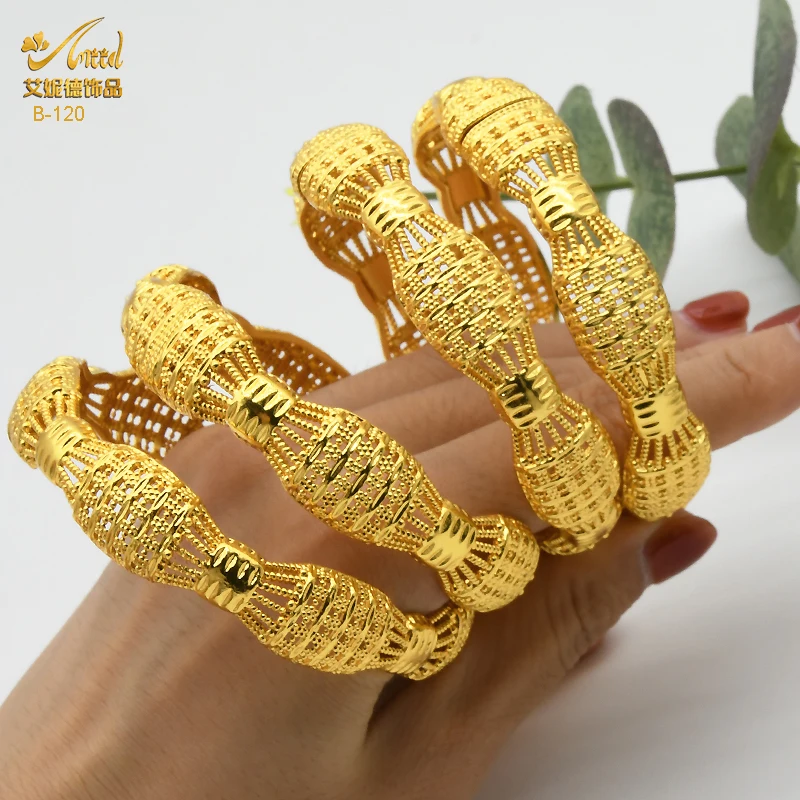 

Dubai Bangles For Women Middle East Gold Plated Bangles Ethiopian Saudi Arabia Bracelets Wedding Jewelry African Jewellery Gifts