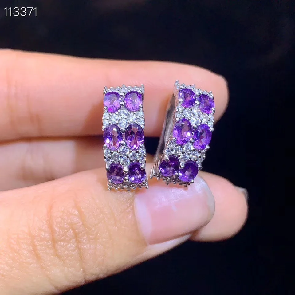 

Party new design women's ear buckle. Exaggeration. 925 pure silver natural amethyst