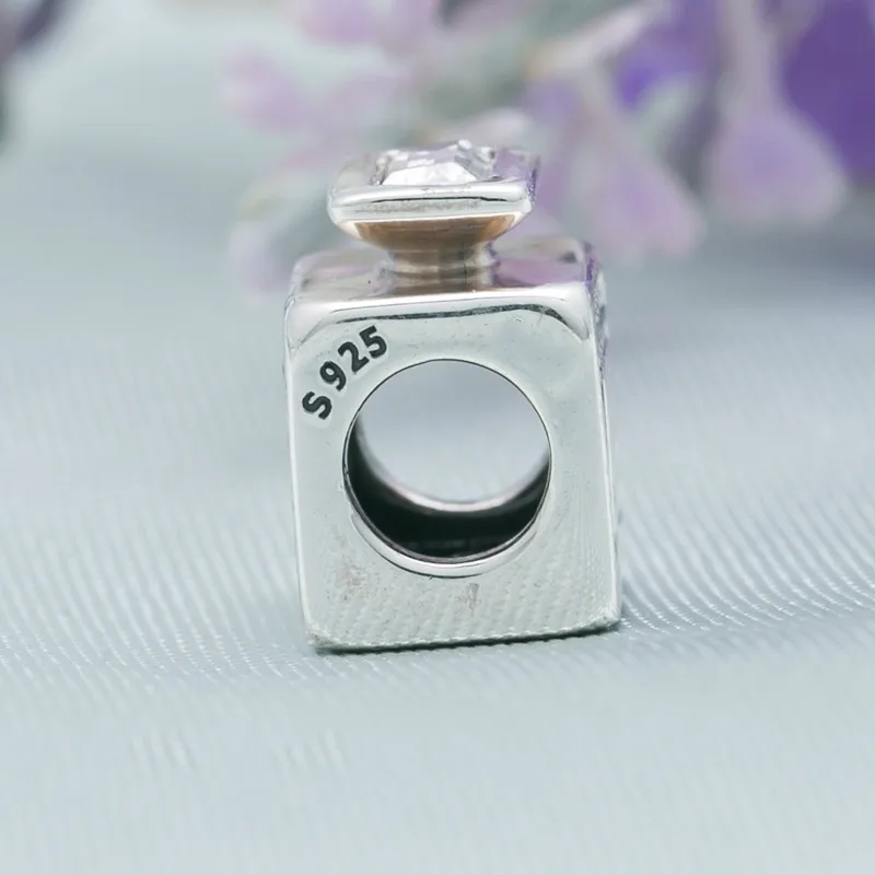 Original 925-sterling-silver Pave CZ Signature Scent Perfume Bottle Charm Beads For Jewelry Making Fit Pandora Bracelet