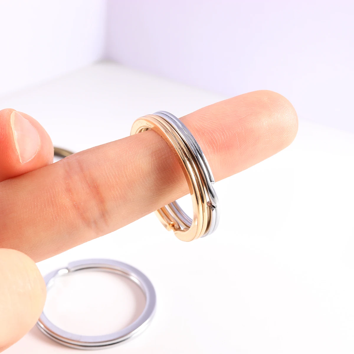10pcs Metal Plating Rose Gold 25/28/30mm Round Single Keyring For DIY Jewelry Making Key Ring Accessories