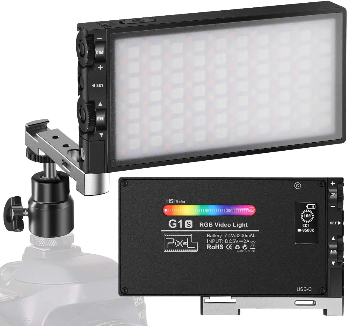 G1s RGB Video Light Built-in 12W Rechargeable Battery LED Camera Light Full Light Effects CRI97 2500-8500K LED Video Light Panel