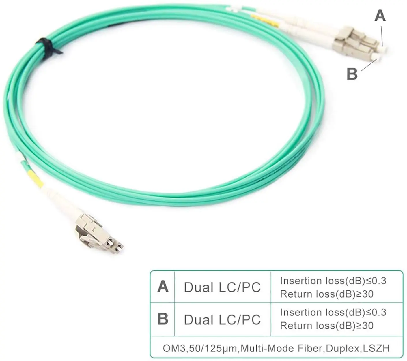 Imagem -06 - Embale o lc Om3 ao Cabo Duplex 10m 33ft do lc do Cabo de Remendo 50 125 da Fibra do lc do Multi-modo 4