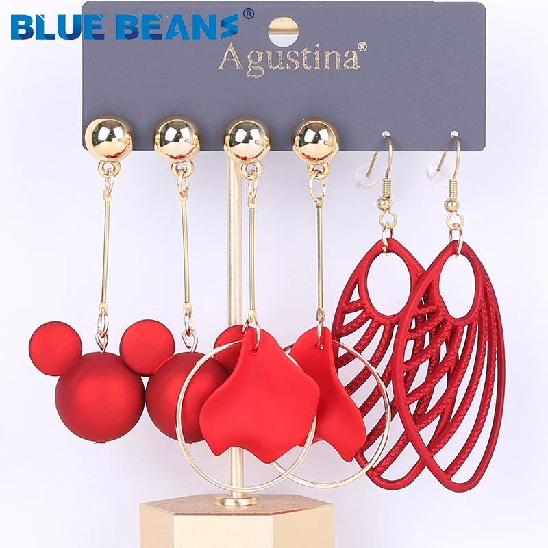 BLUE BEANS Set Earring For Women Drop Earrings Fashion Jewelry Long white Earrings Set Girls acrylic Boho Girls Dangle Earring