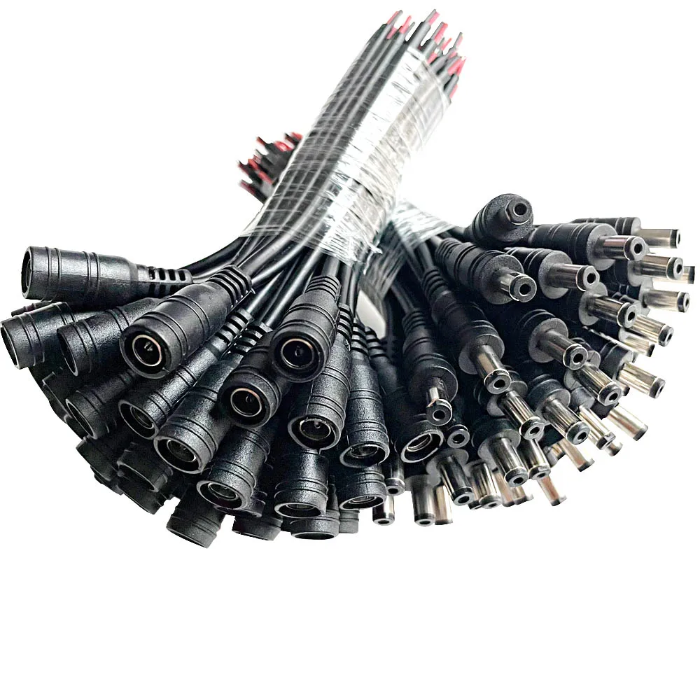 2pcs Outer diameter 5.5mm inside diameter 2.1mm Plug DC 12V Male or Female Cable Wire Connector For 3528 5050 LED Strip Light