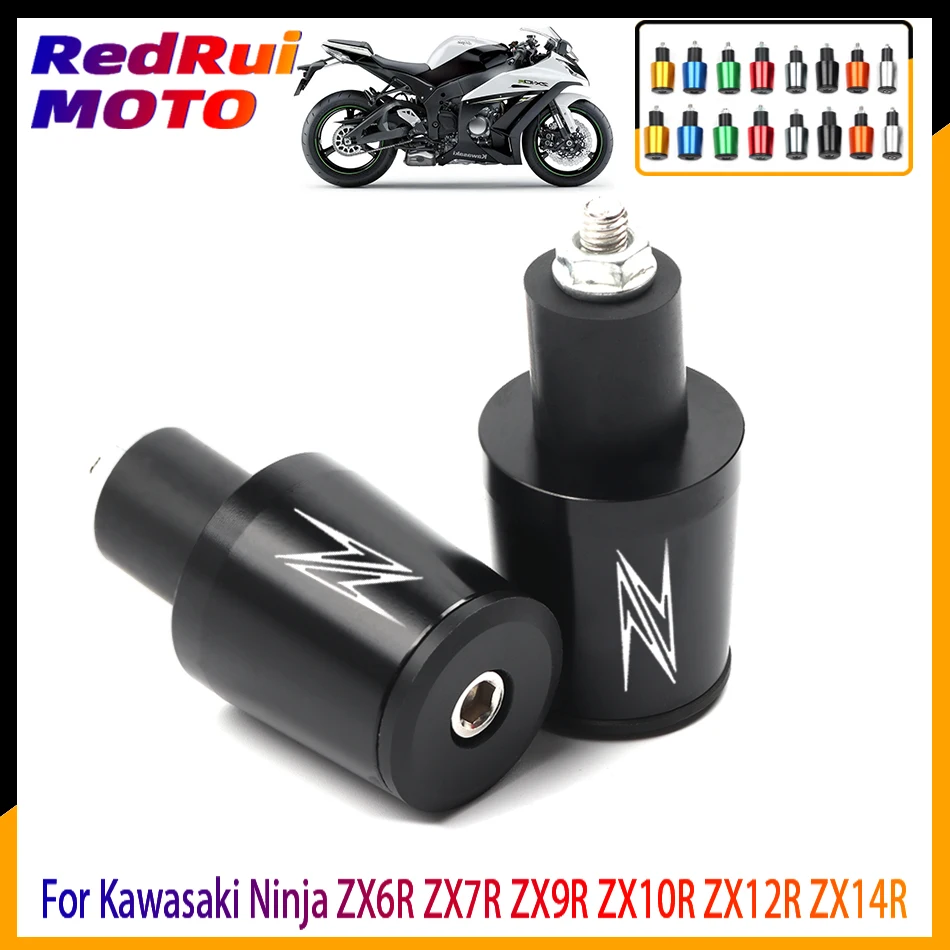 7/8'' 22mm Motorcycle CNC Handlebar Grips Bar Cap End Plug For Kawasaki Ninja ZX 6R 7R 9R 10R 12R 14R Z1000 Z750 ZZR600 ZRX1100