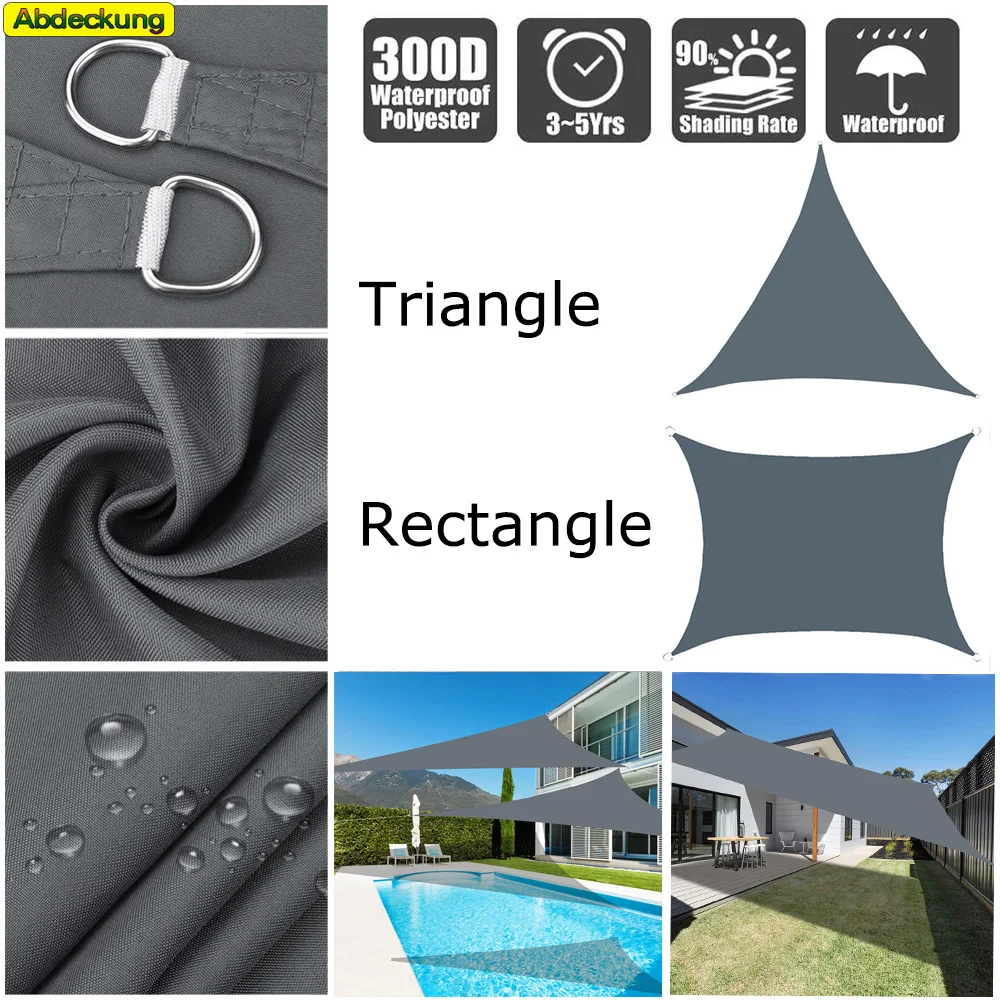 

2x3M 3x4x5M Garden Triangle Shade Sail Waterproof Anti-UV Outdoor Garden Canopy Patio Pool Rectangle Shade Cloth