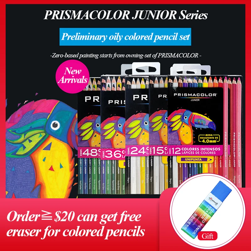 Prismacolor Oil Colored Drawing Pencil Set 12/24/36/48 Colors Wood Colour Pencils for Junior Sketching Drawing Art Supplies