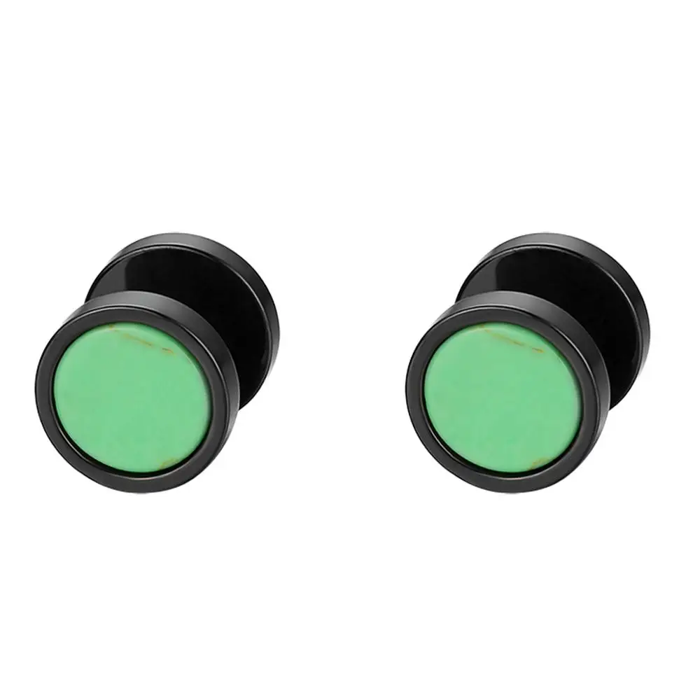 BONISKISS Fashion Stainless Steel Earrings Women Men Barbell Dumbbell Punk Cool Round Stud Earring Male Jewelry Gift Wholesale