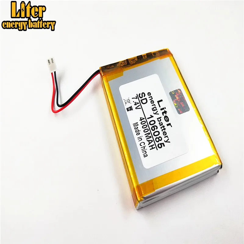 XH2.5/2P złącze 7.4V 4000mAh 106085 polimerowy akumulator litowo-jonowy do DVD miernik z celownikiem satelitarnym WS6902 WS6912 WS6909 WS6918 WS6922