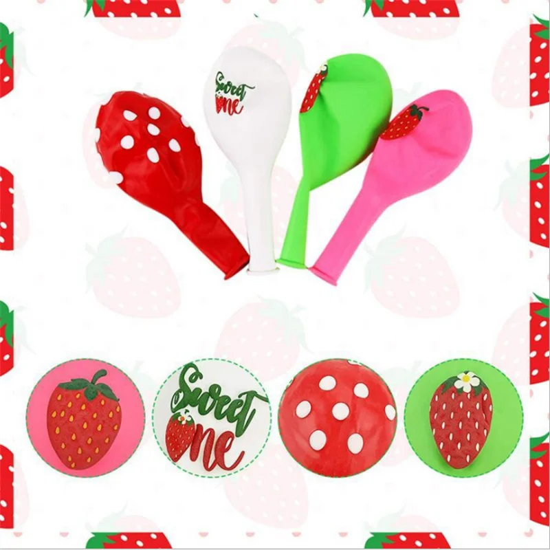 Strawberry ThemeSummer Sweet Party Baby Birthday Party LatexBalloon Set decorazione puntelli