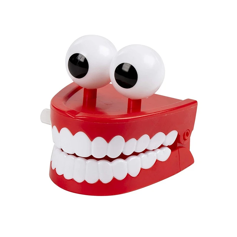 Novelty Dentures Clockwork Fun Toy Teeth Clockwork Beating On The Chain Classic Toys Halloween Funny Teeth Model Toys Kids Gifts