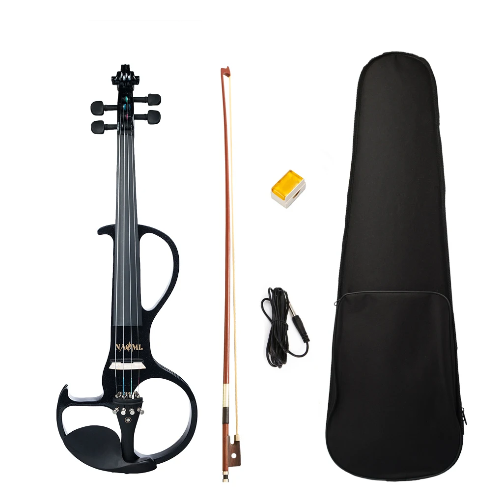 

4/4 Full Size Violin Solid Wood Body Electric Violin Ebony Fingerboard +Tuning Pegs +Tailpiece w/ Paris Eye Inlay+ Chin Rest