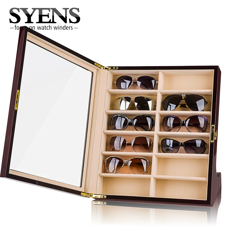 SYENS Wooden Sunglasses Box for 12 glasses Storage boxes Eyeglasses Store display showcase Jewelry box New arrival