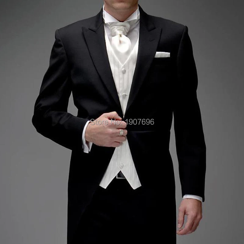 3 Piece Man Tailcoat for Formal Wedding Groomsmen Tuxedos 2023 Classic Peak Lapel One Button Solid Male Suit (Jacket+Pants+Vest)