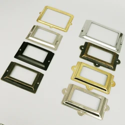 1x Vintage Style Metal Office File Cabinet Shelves Drawer Name Card Label Holder Frame with Screws