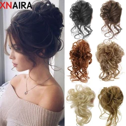 XNaira syntetyczny Messy Chignon pączek przyrząd do koka z włosów Scrunchies elastyczny gumka do włosów gumką kręcone Hairpiece czarny brązowy sztuczne włosy