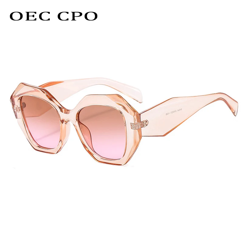 OEC CPO Square Sunglasses Women 2021 New Fashion Punk Sun Glasses Female Purple Big Frame Glasses Men Vintage Gradient Eyewear