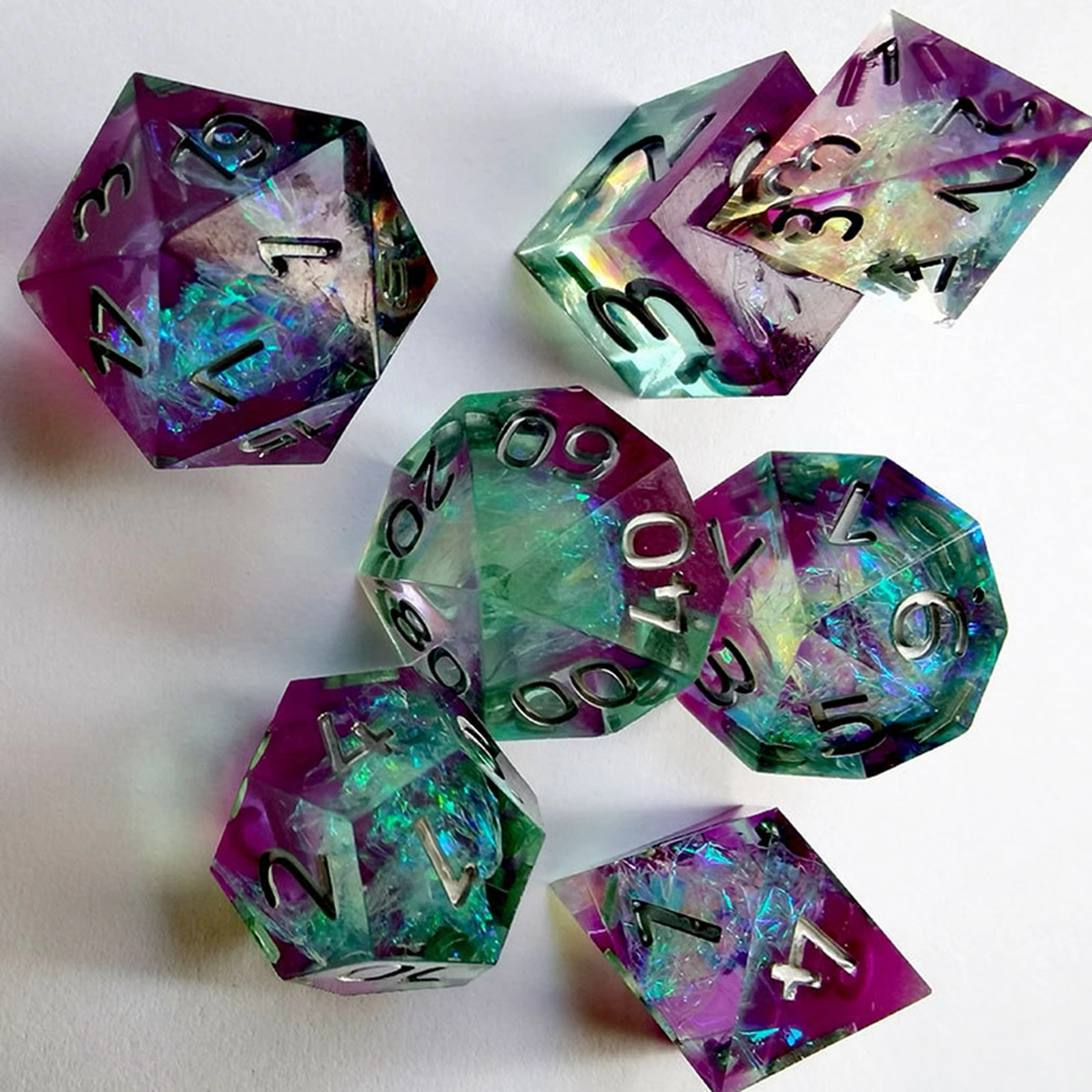 Polyhedral Dice 7-Die Resin Lightwheigt  D8 D10 D% D12 D20 Set for  Role Playing