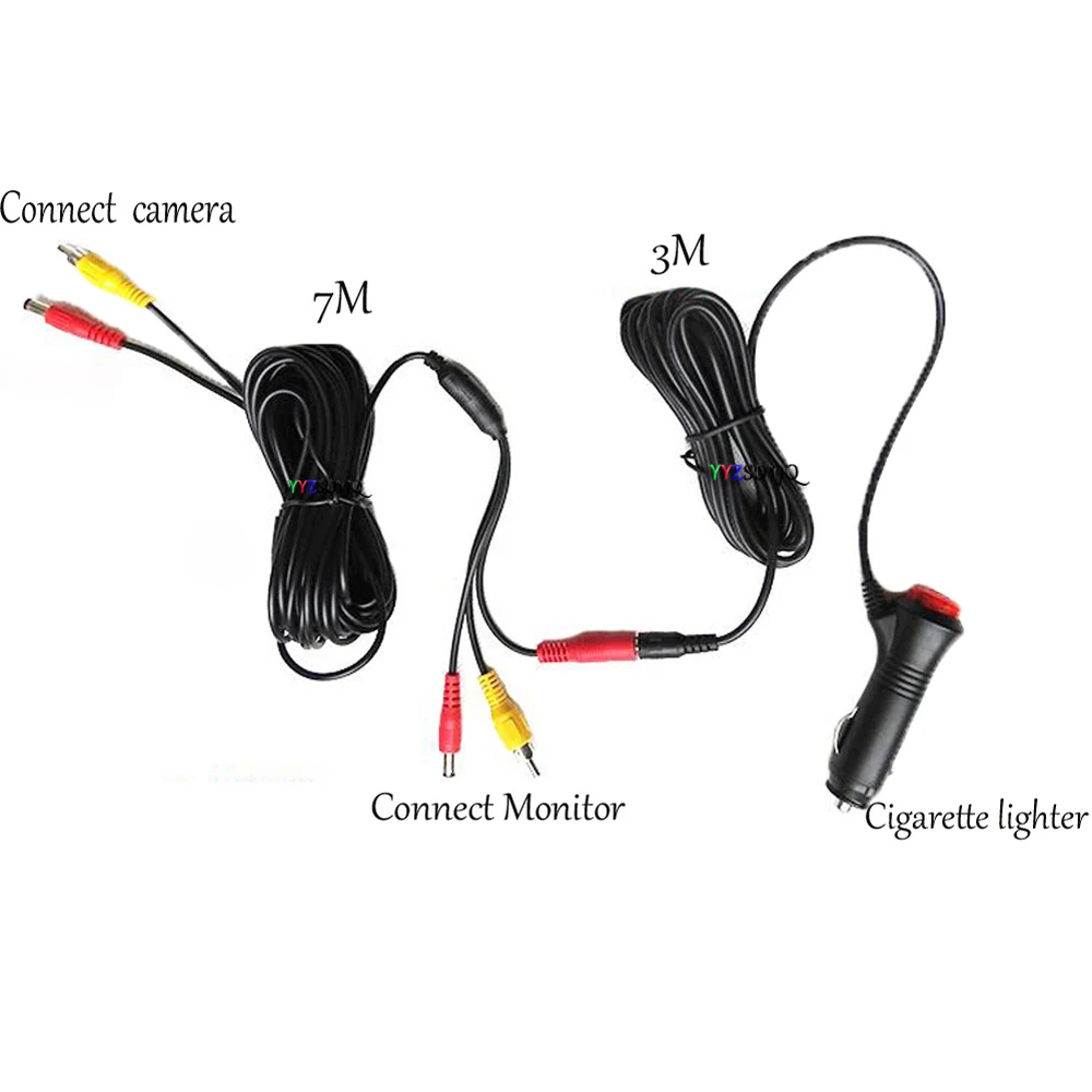 

10 Meter Car RCA DC Audio Video Cigarette lighter AV Extension Cable For Truck Bus Trailer Reverse Parking Camera car monitor