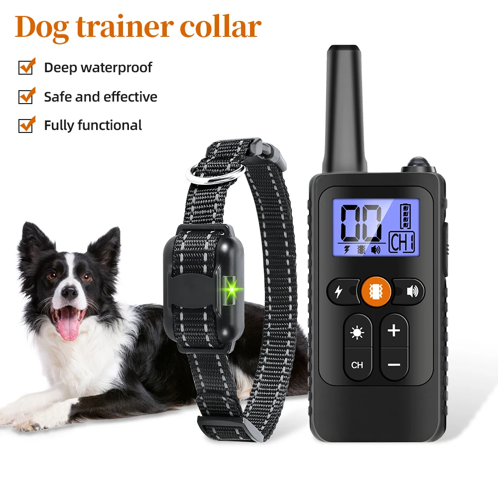 

800m Dog Training Collar Waterproof Pet Remote Control Collar With Shock Vibration Sound Electric Shocker Dog Supplies