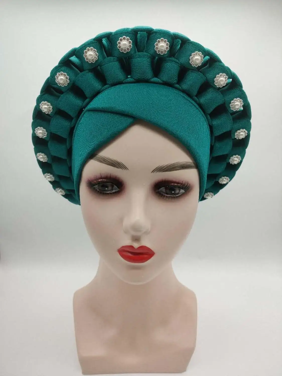 Fashion African Turban Caps for Women Headdress Bonnet Nigerian Wedding Gele Ready to Wear Autogele Head Wraps