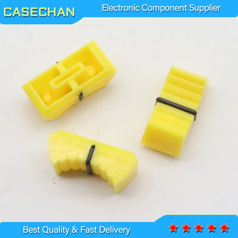 10pcs Mixer Dimming table Straight Slip Potentiometer Fader Knob Cap / Push Button Cap 8mm Hole / Fader Cap Yellow