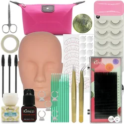 False Eyelashes Extension Practice Exercise Kit Makeup Mannequin Head Set Grafting Eyelash Training Kit Eye Lashes Graft Tools