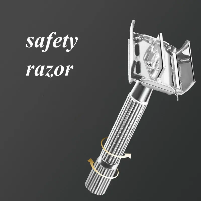 

Classic Razor Handle Razor Holder Men 's Shaving Face Razor Blades Machin Safety Stainless Steel for Men Barber Straight