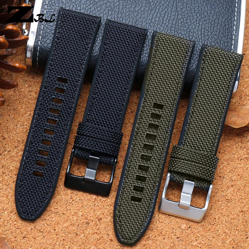 Canvas Resin Double-layer strap watchband 24mm 26mm 28mm Watch band for Diesel DZ4500 DZ7420 DZ4506 silicone watch bracelet